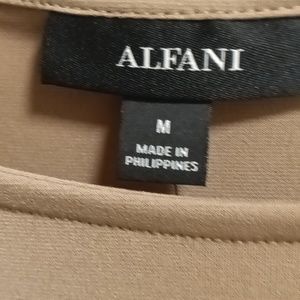 FINAL PRICE NWT ALFANI tan 3/4 sleeve flared, tiered, sheer hemmed blouse M